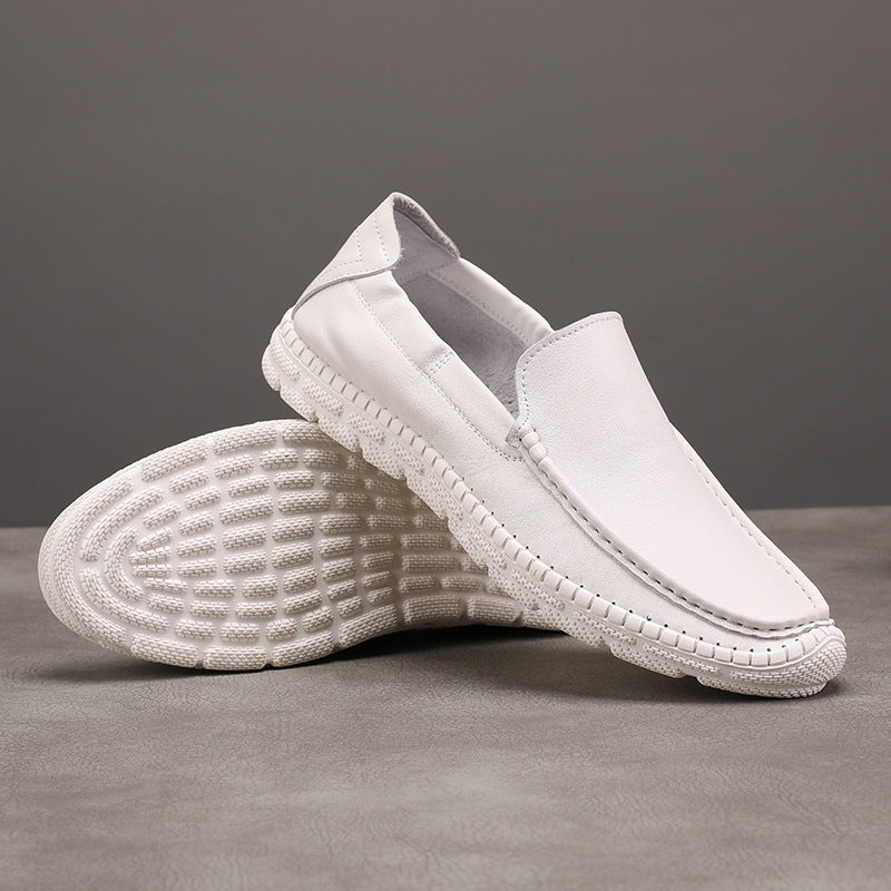 Top Solid Color Round Head Sewing First Layer Loafers