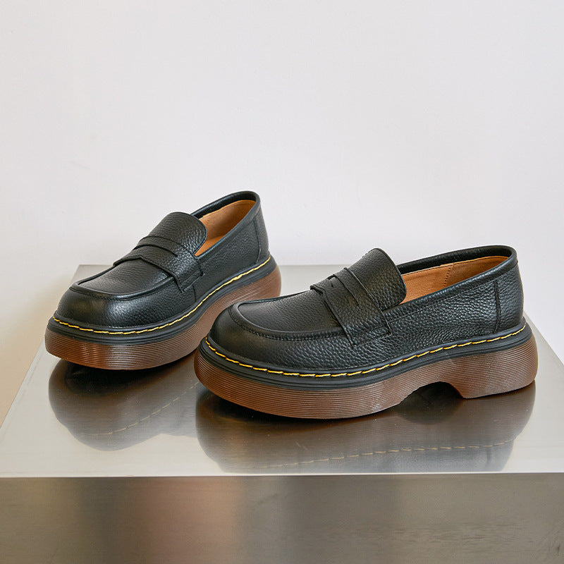 Women's Beauty Power Muffin Thick-soled Retro College Leather Shoes