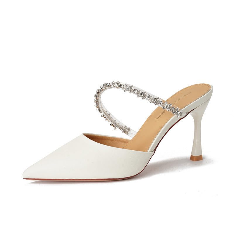 Women's High Single-layer Stiletto Pointed Toe Cap Half Outer Wear Women's Fashion Shoes