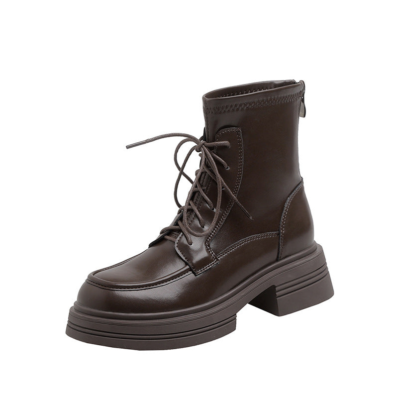 Women's Short Genuine Martin Retro Platform Skinny Boots