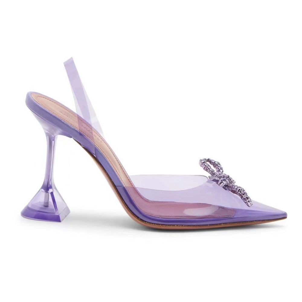 Pointed Transparent Cool Summer Butterfly Rhinestone Heels