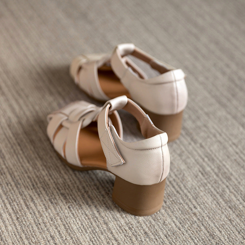 Women's Retro Roman Outer Wear Chunky Low Pitcher Heels