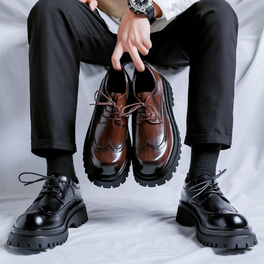 Men's Thick Bottom Heighten British Style Summer Leather Shoes