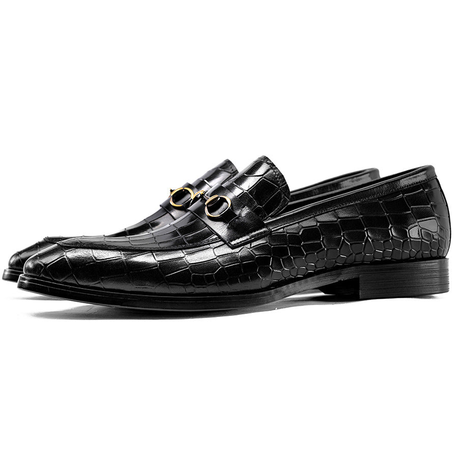 Men's Business Formal Wear Korean Pointed Cowhide Leather Shoes