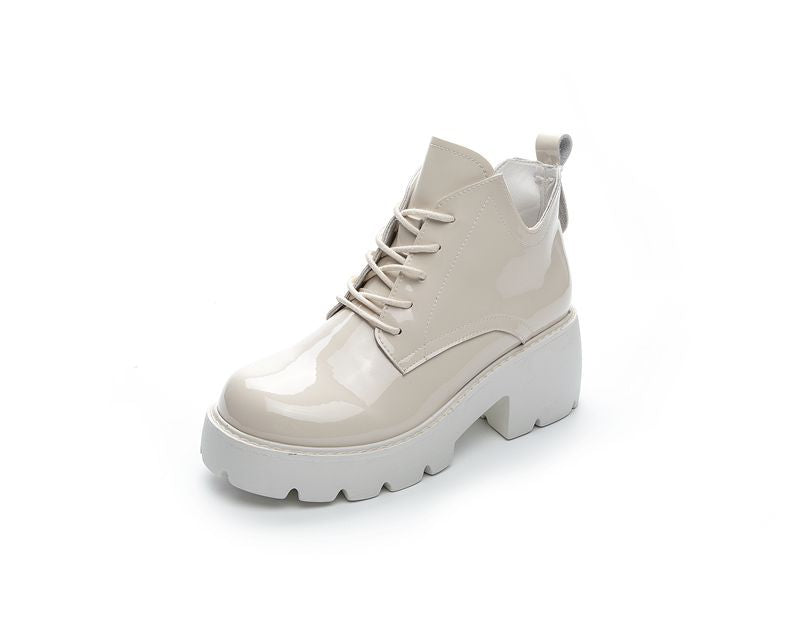 Women's Chunky Platform Height Increasing British Style Martin Versatile Boots
