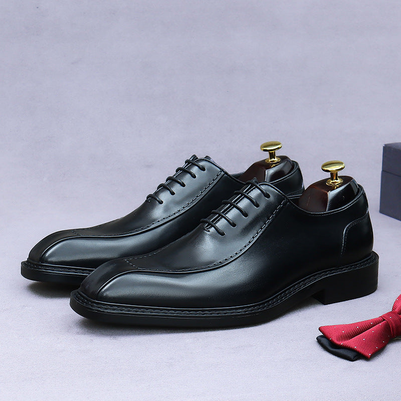 Men's Bridegroom Wedding Genuine Formal British Trend Cowhide Leather Shoes