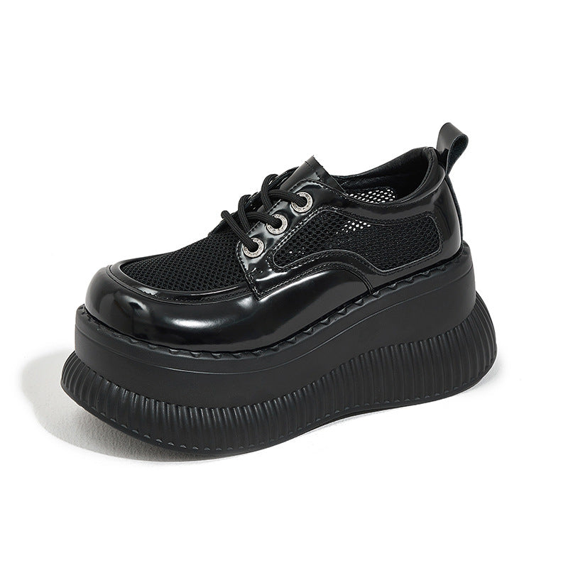 Women's Summer Breathable Mesh Short Music Platform Leather Shoes