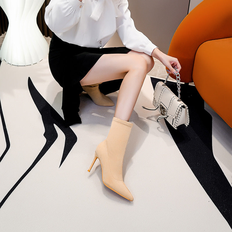Women's Stiletto Stretch Thin Socks Joker Martin Boots