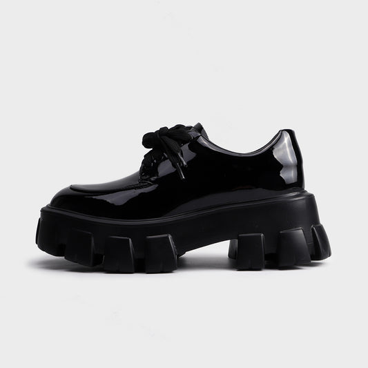 Grape Mom Spring Fashion Uniform Big Head Platform Leather Shoes