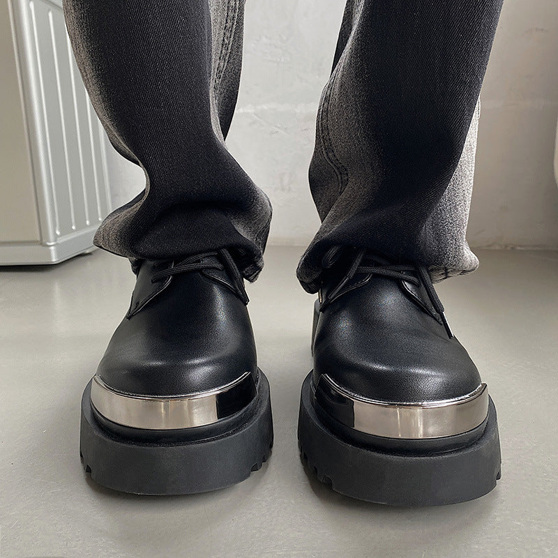 Men's British Style Platform Genuine Height Increasing Leather Shoes