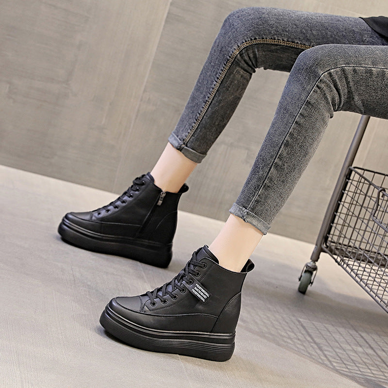 Women's Wedge Platform Small Inner Height Increasing Short Women's Casual Shoes