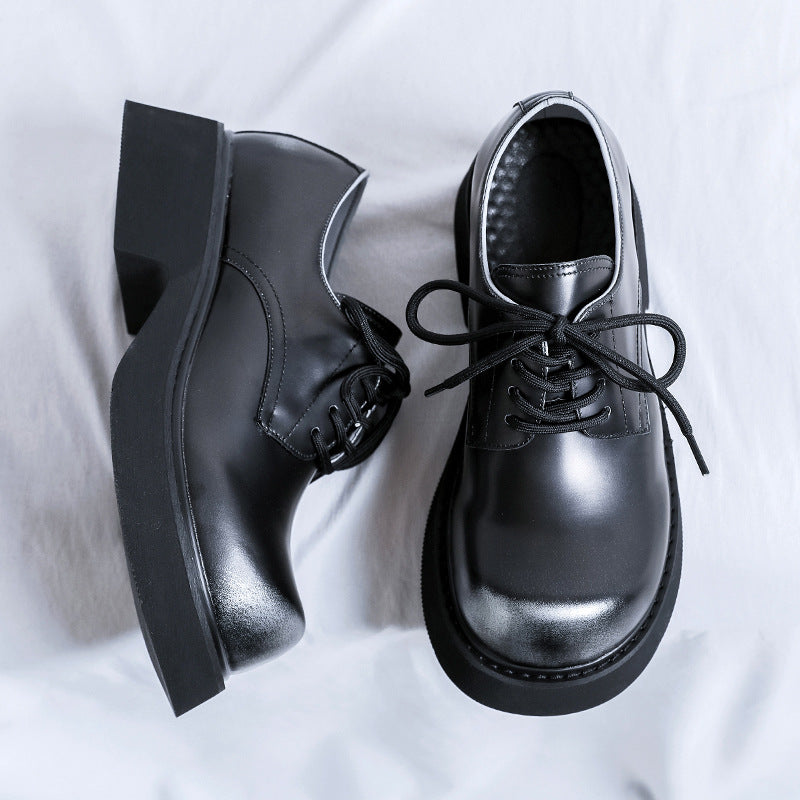 Men's Mickey Big Head Warped Derby British Retro Platform Men's Casual Leather Shoes