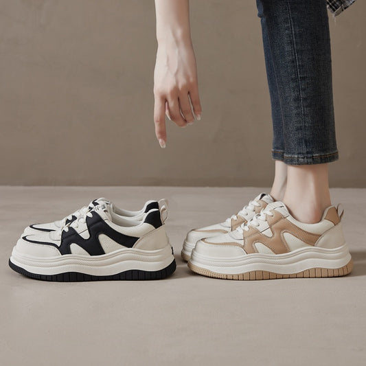 Women's White Autumn Thin Breathable Versatile Platform Sneakers