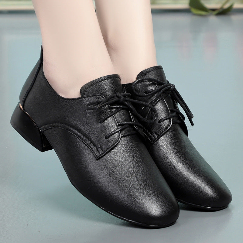 Women's Genuine Small Soft Square Toe Single-layer Flat Women's Casual Shoes