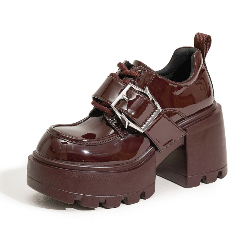 Women's Spring Chunky British Style Height Increasing Loafers