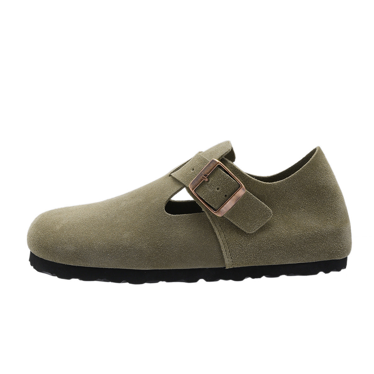 Gray Green Cow Suede Genuine All-inclusive Leisure Women's Casual Shoes