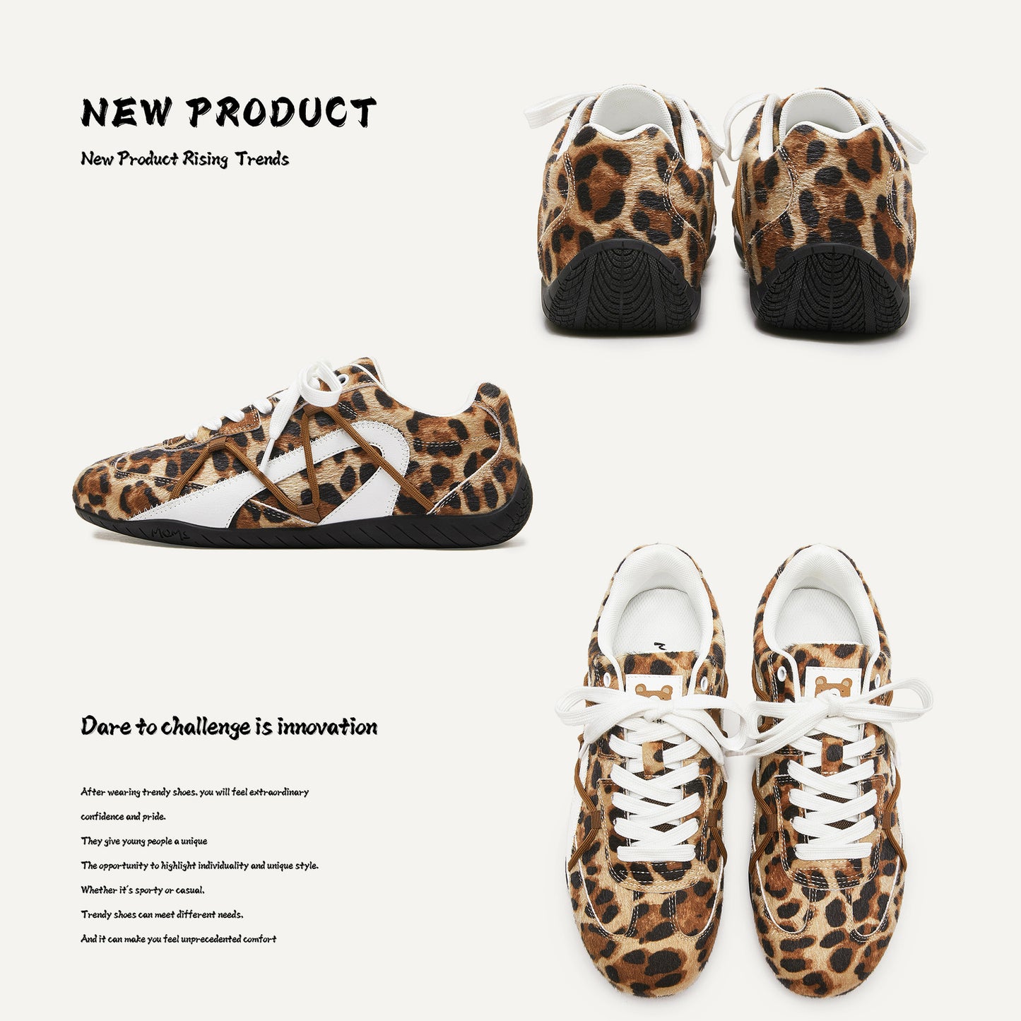 Women's & Men's Niche Designer Leopard Print Racing German Sneakers