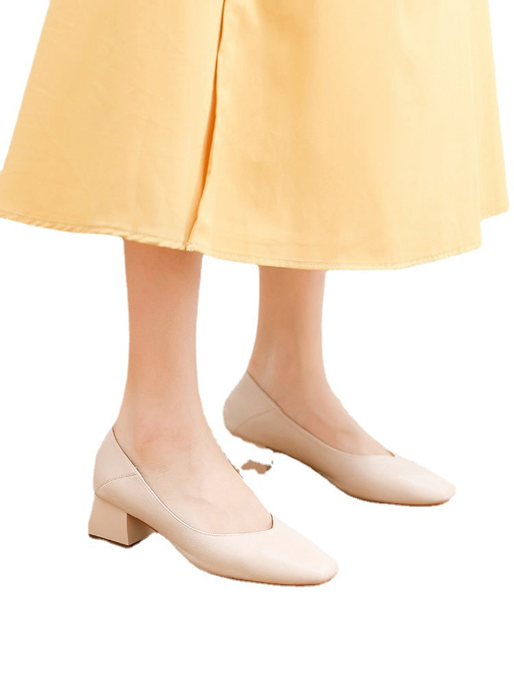 Women's High Four Authentic Square Toe Shallow Mouth Mid Women's Shoes