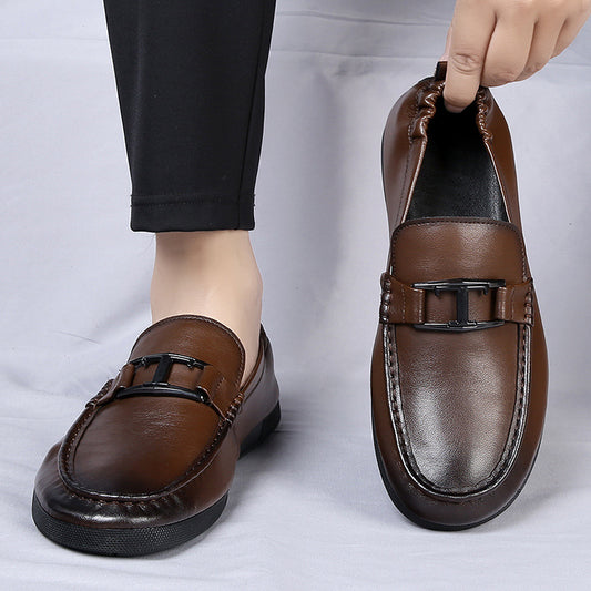 Men's Spring Fashion Business Breathable Comfortable Slip-on Leather Shoes