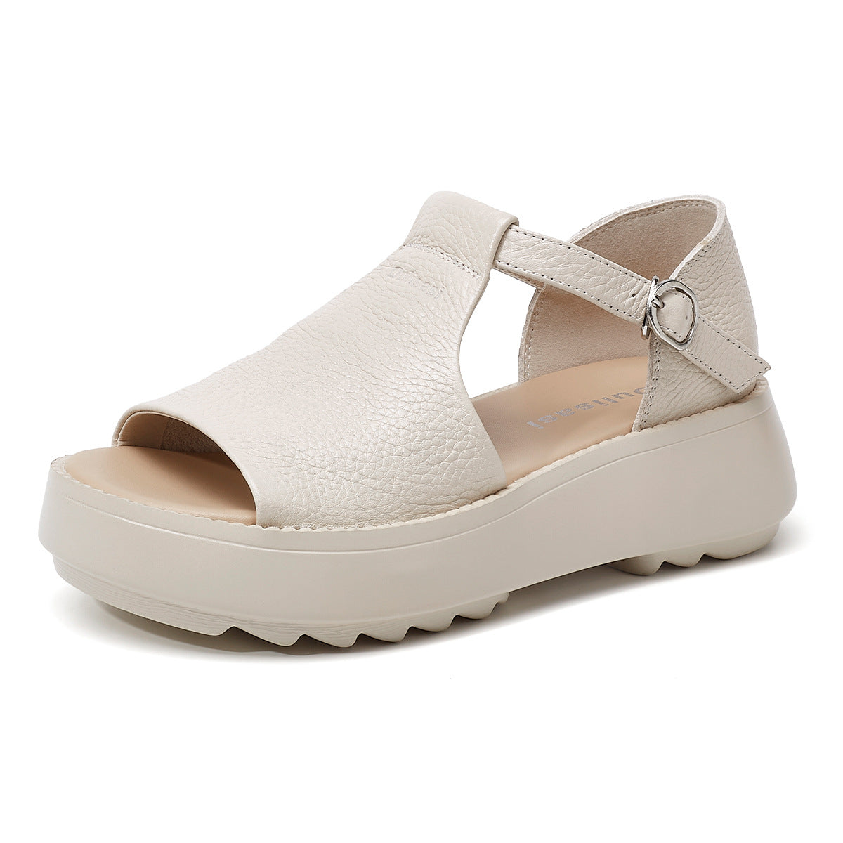 Women's Layer Cowhide Summer Retro Style Thick Sandals