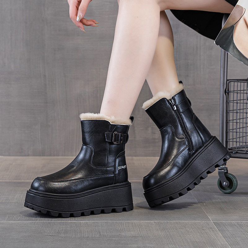 Women's Platform Martin Small Fleece-lined British Style Casual Shoes