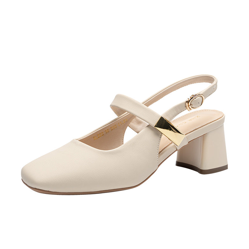 Closed Toe Fashion Low-cut Single Commuter Heels