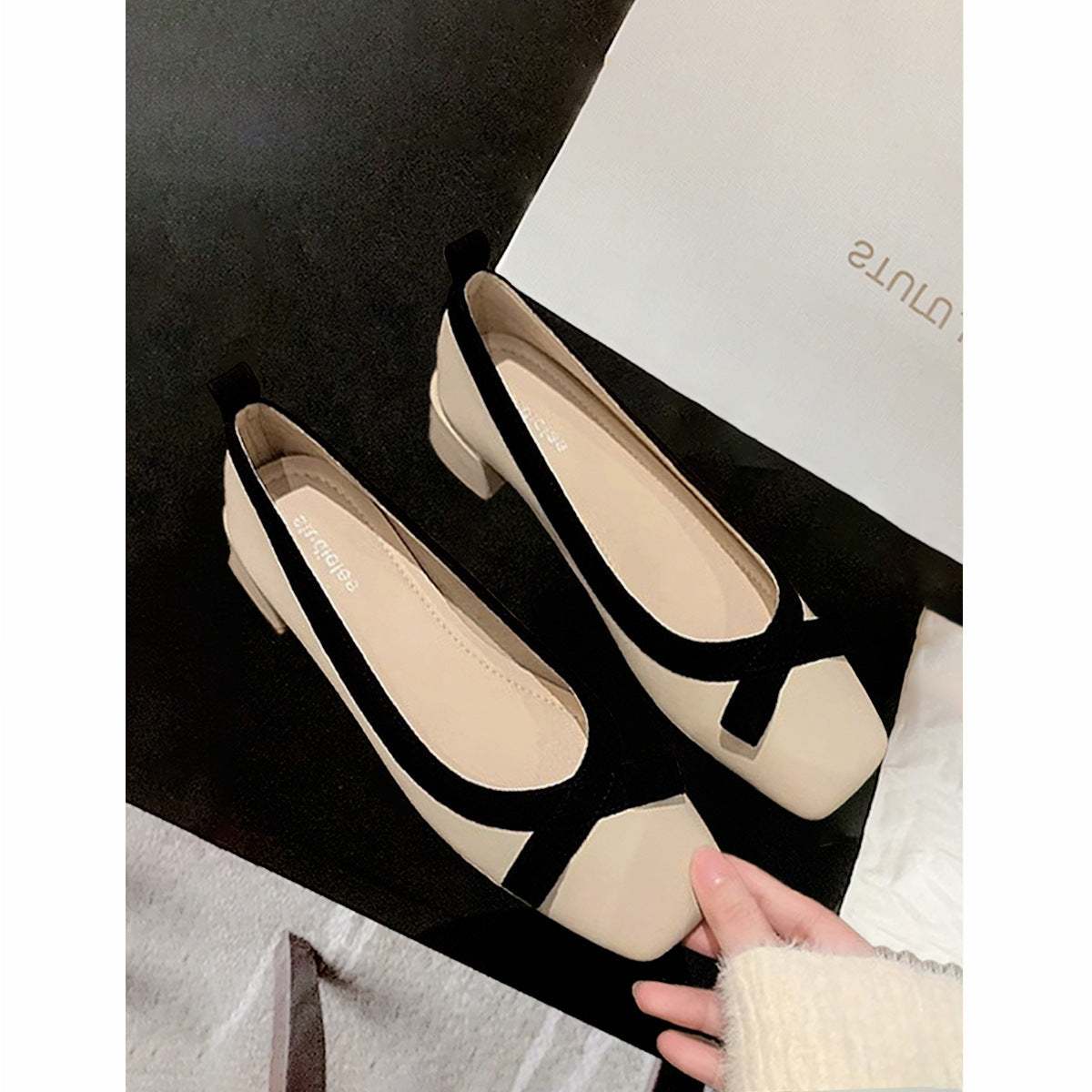 Women's Mid Bow Square Toe French Evening Style Women's Fashion Shoes