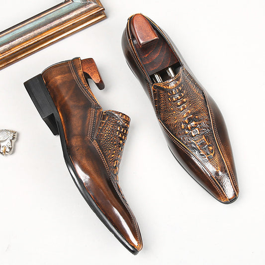 Men's British Style Business Glossy Pointed Slip-on Leather Shoes