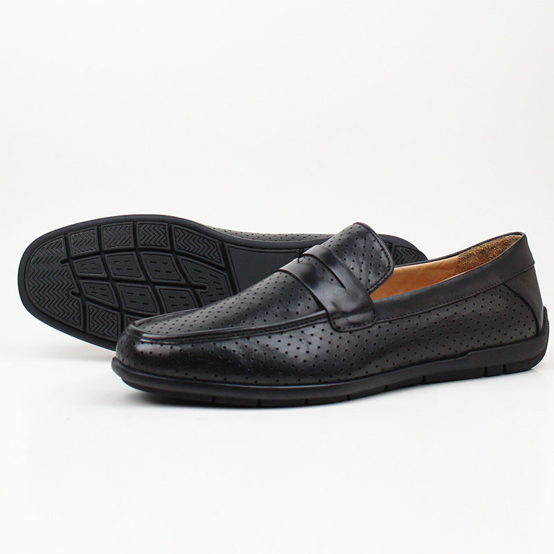 Men's Genuine Cattlehide Surface Summer Breathable One Pedal Loafers