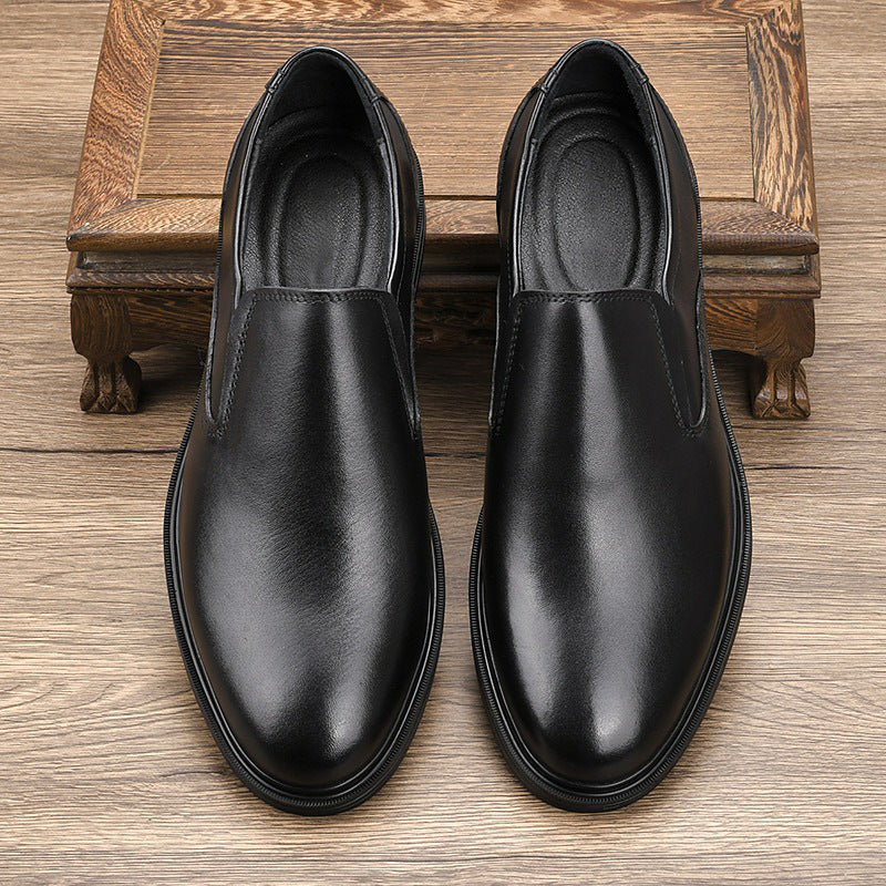 Men's Breathable Formal Suit First Layer Cowhide Slip-on Thick Bottom Lightweight Leather Shoes