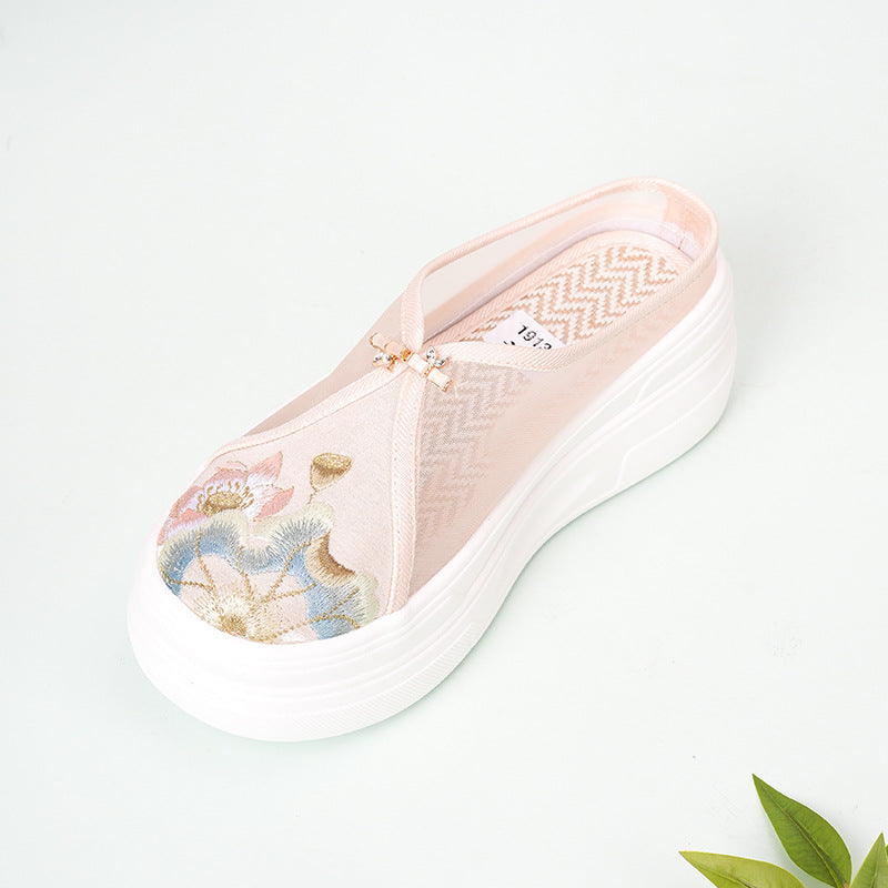 Women's Bottom Pumps Chinese Thick Skirt Increased Slippers
