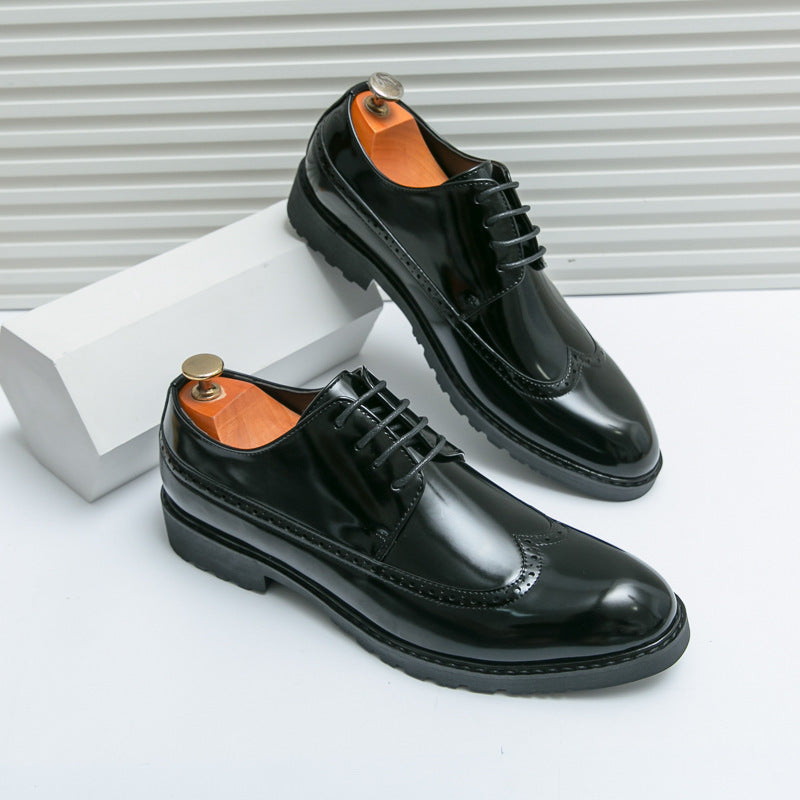 Men's Brogue Flower British Style Korean Wedding Hairstylist Men's Casual Leather Shoes