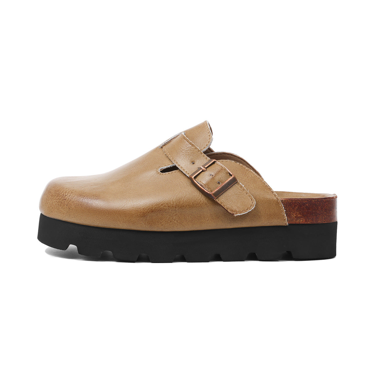 Women's Version Retro Platform Toe Cap Genuine Slippers