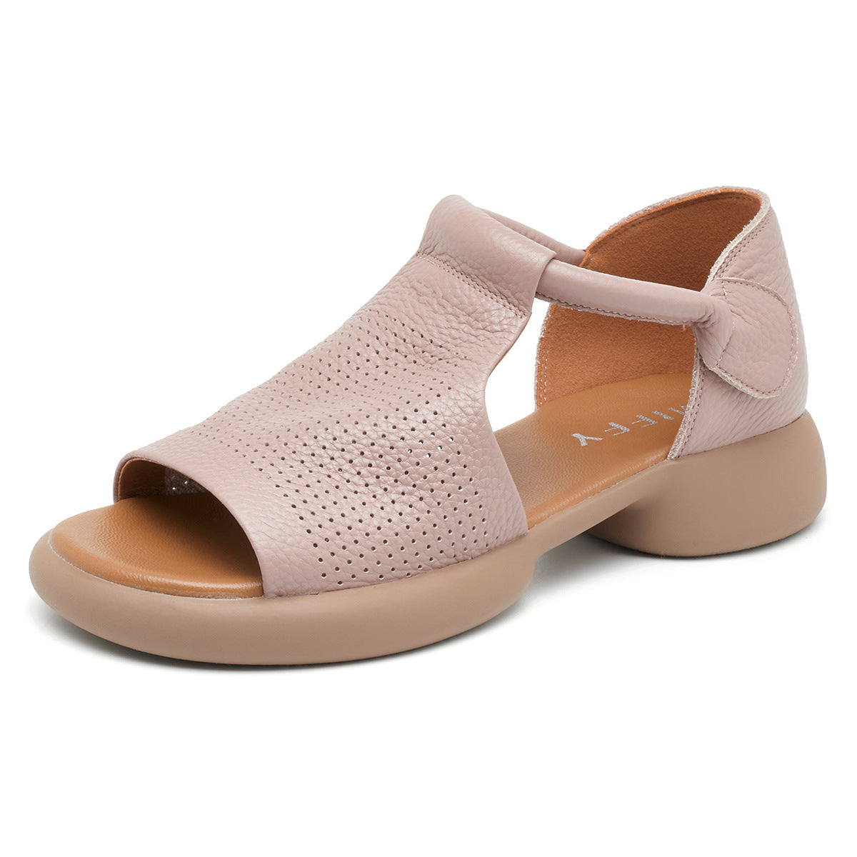 Women's First Layer Cowhide Summer Side Empty Sandals