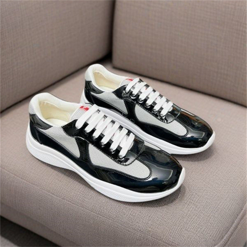 Men's P Home Shiny Patent Fashion Exercise Board Breathable White Men's Casual Shoes