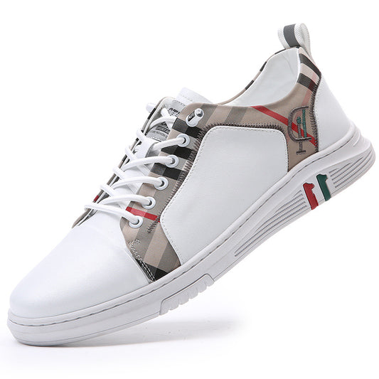 Men's White Trendy British Summer Breathable Hole Leather Shoes
