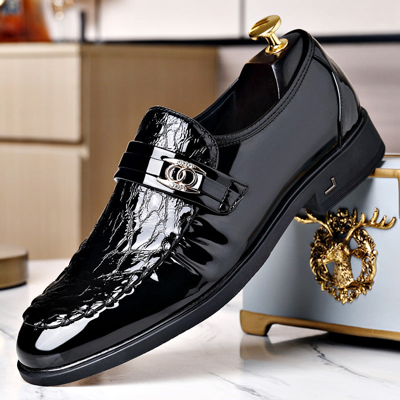 Men's Formal Wear British Style Bright Glossy Leather Shoes
