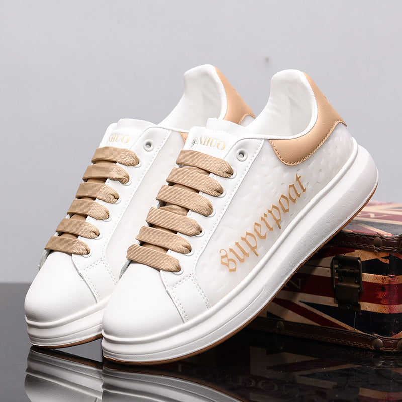 Men's Mcqueen White Couple Thick Bottom Versatile Sports Sneakers