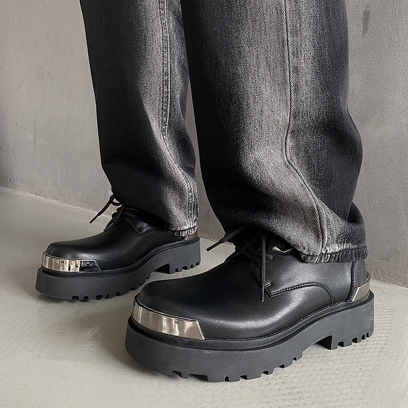 Men's British Style Platform Genuine Height Increasing Leather Shoes