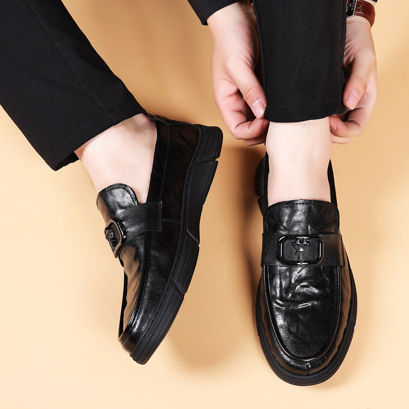 Men's Spring Sheepskin Genuine Breathable Pumps Leather Shoes