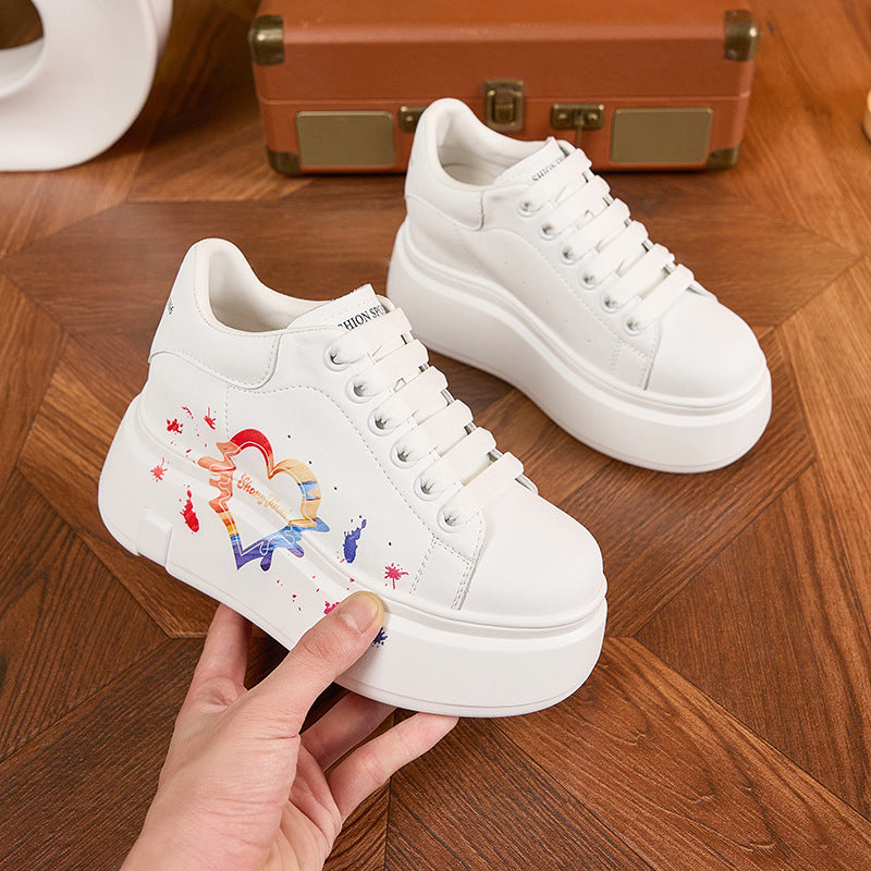 Women's Platform White Sports Leisure Height Increasing Casual Shoes