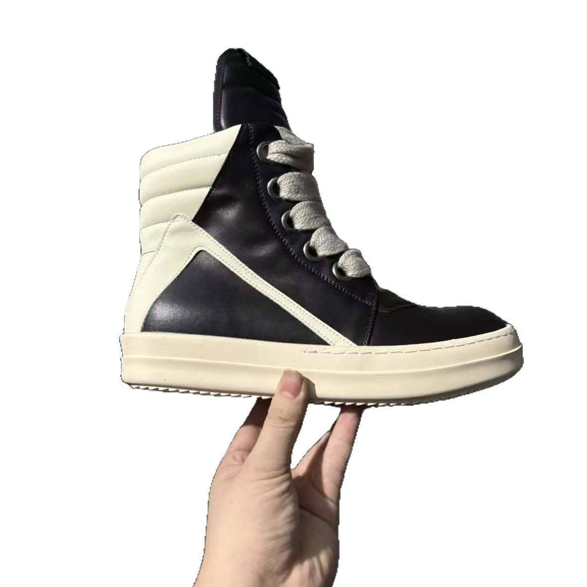 Men's Inverted Triangle Black White Thick Bottom Fashion Sneakers