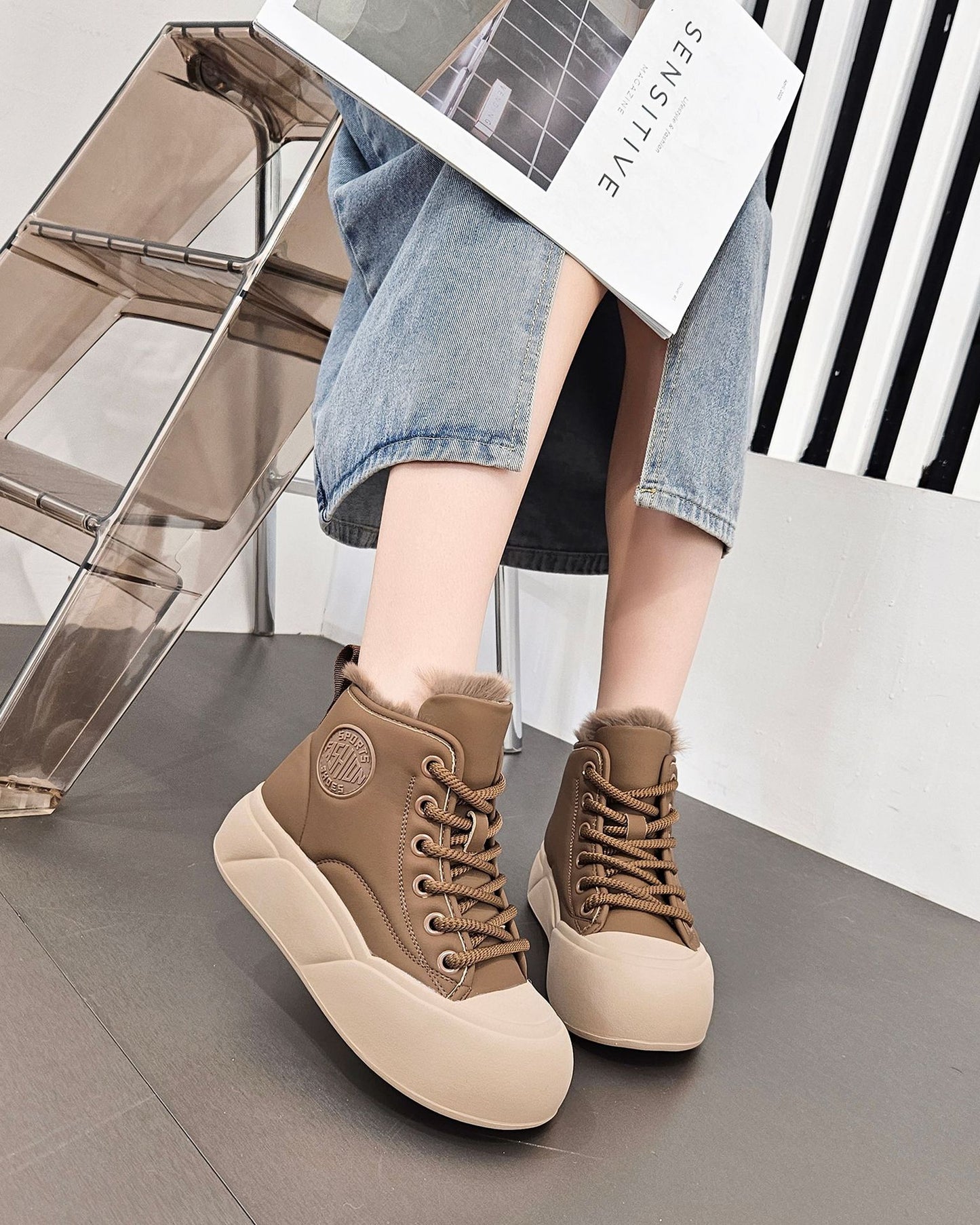 Fleece-lined Thickening Thermal Cotton Soft Bottom Boots
