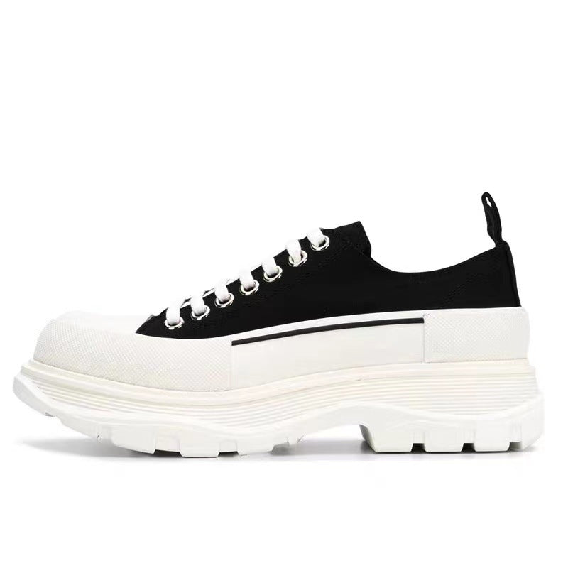 Women's Mcqueen Platform Autumn White Heightened Daddy Canvas Shoes