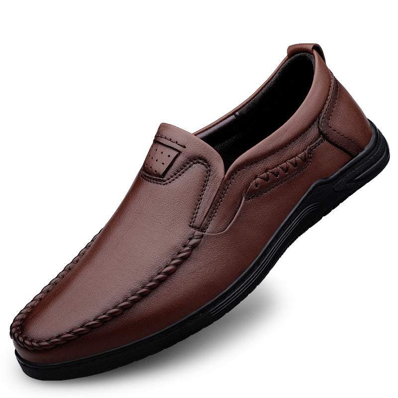 Men's First Layer Cowhide Soft Breathable Slip-on Leather Shoes
