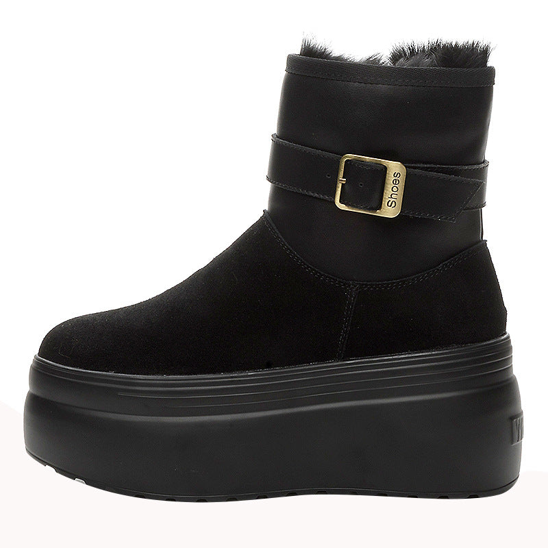 Women's Round Toe Winter Fashion Side Zip Snow Boots