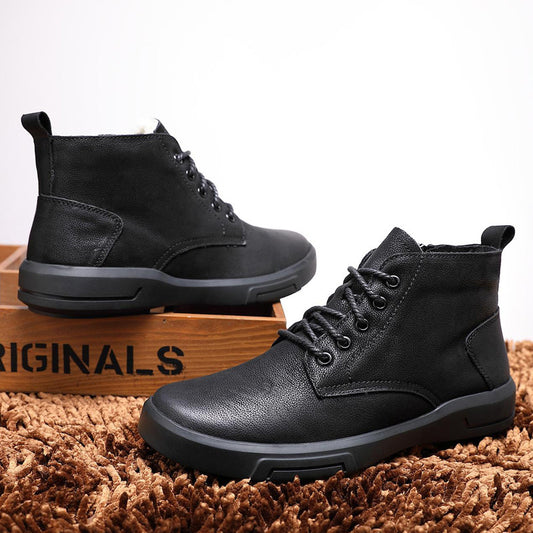 Men's Wool Real With Fleece Lining High Men's Shoes