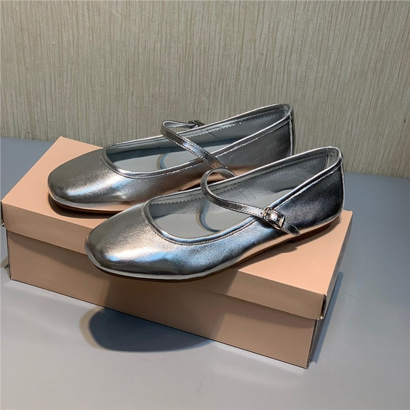 Women's Mary Jane Ballerina Flats Buckle Shallow Mouth Women's Shoes