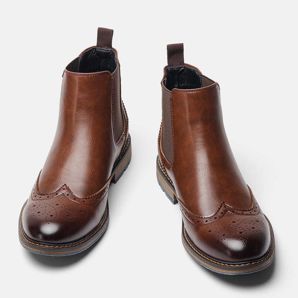 Men's Glamorous Chelsea Carved Brogue Vintage Boots
