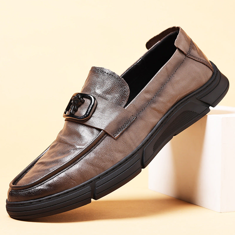 Men's Spring Sheepskin Genuine Breathable Pumps Leather Shoes